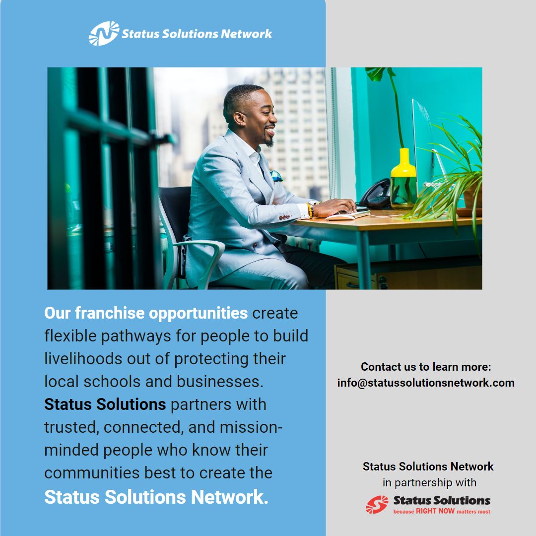 Multiple streams of income? Yes, please! Status Solutions Network is a franchise opportunity that allows you to grow wealth while still working your 9-5.  info@statussolutionsnetwork.com

#StatusSolutionsNetwork #FranchiseOpportunity #StatusSolutions #MultipleRevenueStreams