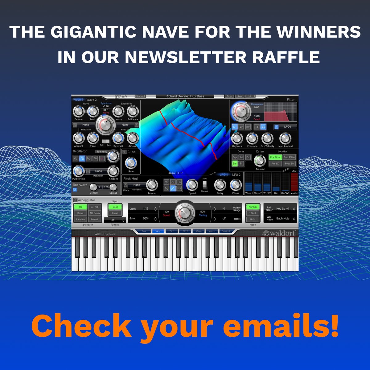 WaldorfGmbH's tweet photo. Have you checked your email today? If not hurry up and see if you are one of the lucky winners of the NAVE
#Nave #synthesizer #electronicmusic #plugin #musicplugin #waldorfmusic #waldorfnave #navesynth #navesynthesizer https://t.co/XxnygPXGuV