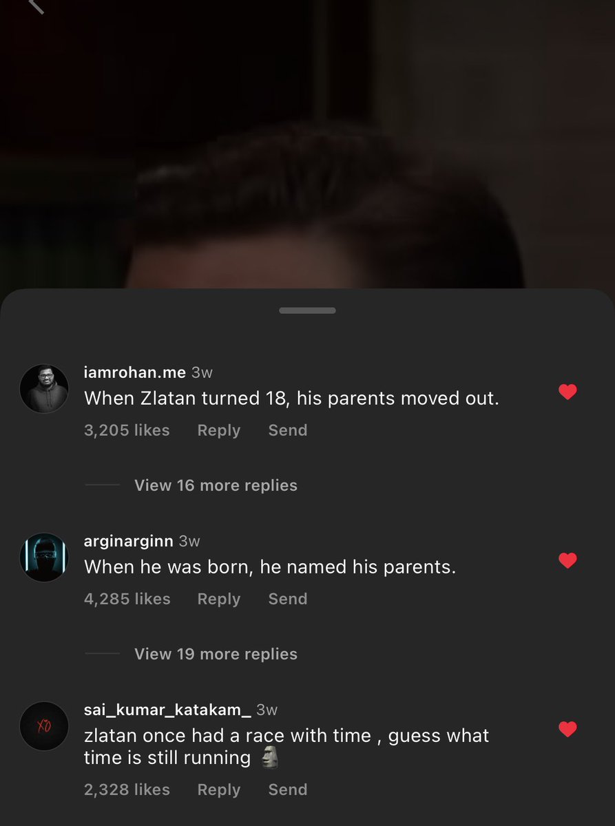 La_j0lz's tweet photo. Instagram comments about Zlatan Ibrahimovic😂😂 https://t.co/wLf8k2wlro