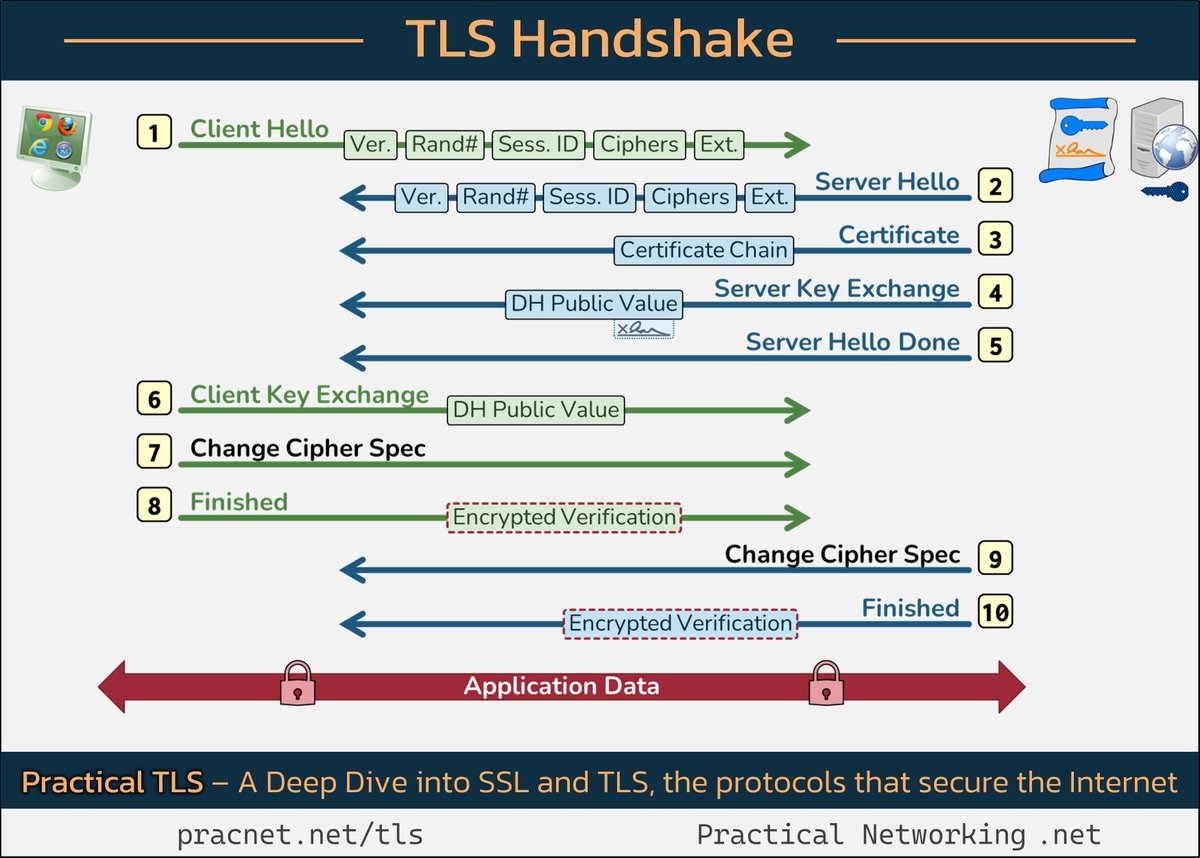The TLS Handshake: Everything that happens between YOU and the WEBSITE you are visiting in order to get that coveted padlock. 🔒 Explained in a Twitter thread. 🧵 #ssl #tls #cybersecurity