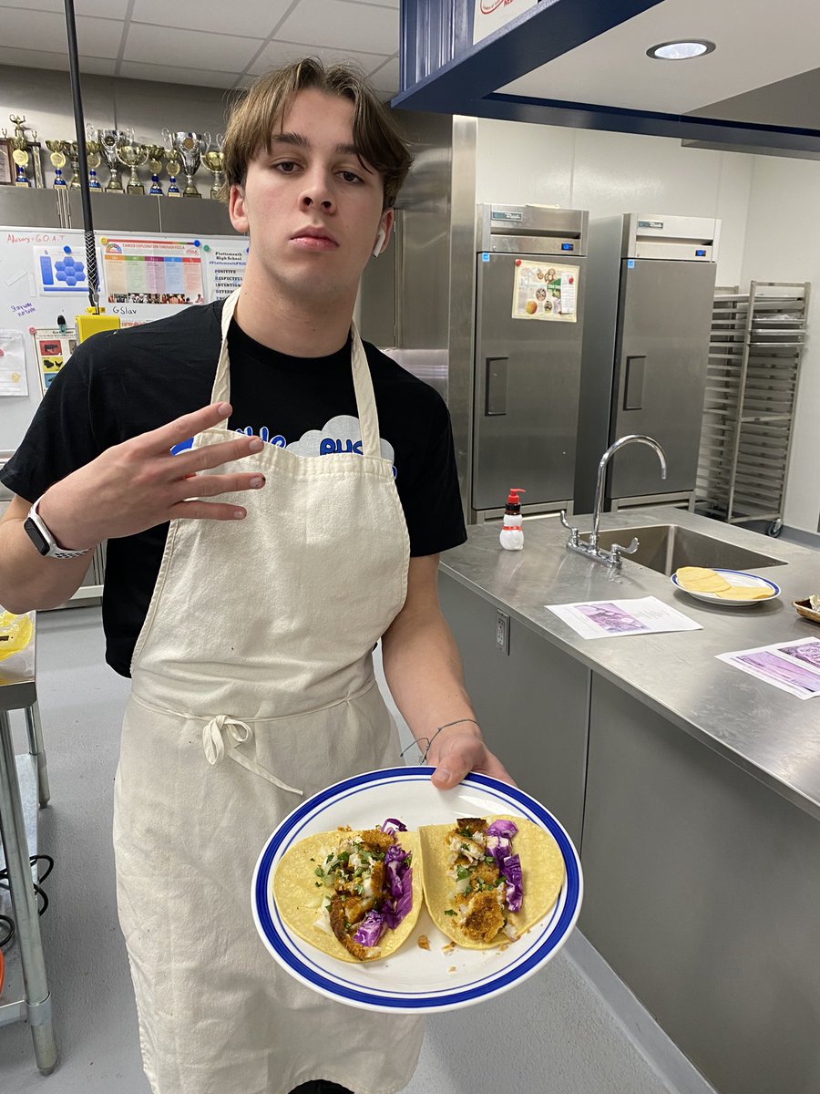 Culinary 2 did a great job preparing their fish tacos this morning! New recipe = Win! #sayyestofcs #culinaryarts #bluedevilpride #seafoodunit