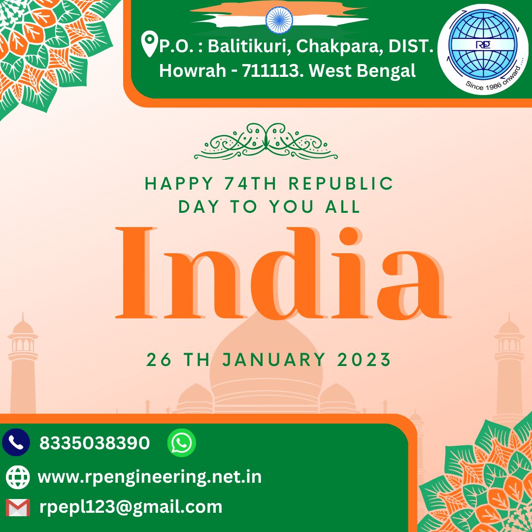 RPEngineering2's tweet image. #rpengineering #engineeringwork #happyrepublicday2023 #staysafe #manufacturers #spareparts  #partsmaking #railparts #partsmaking #flange #gorging #howrah #westbengal #howrahengineeringwork #parts #metalicparts #metalicpartsmaking #partsmanufacture #kolkata #engineeringcompany