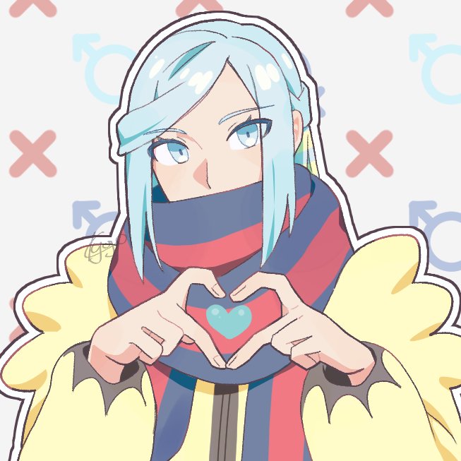 male focus 1boy heart hands solo scarf heart jacket  illustration images