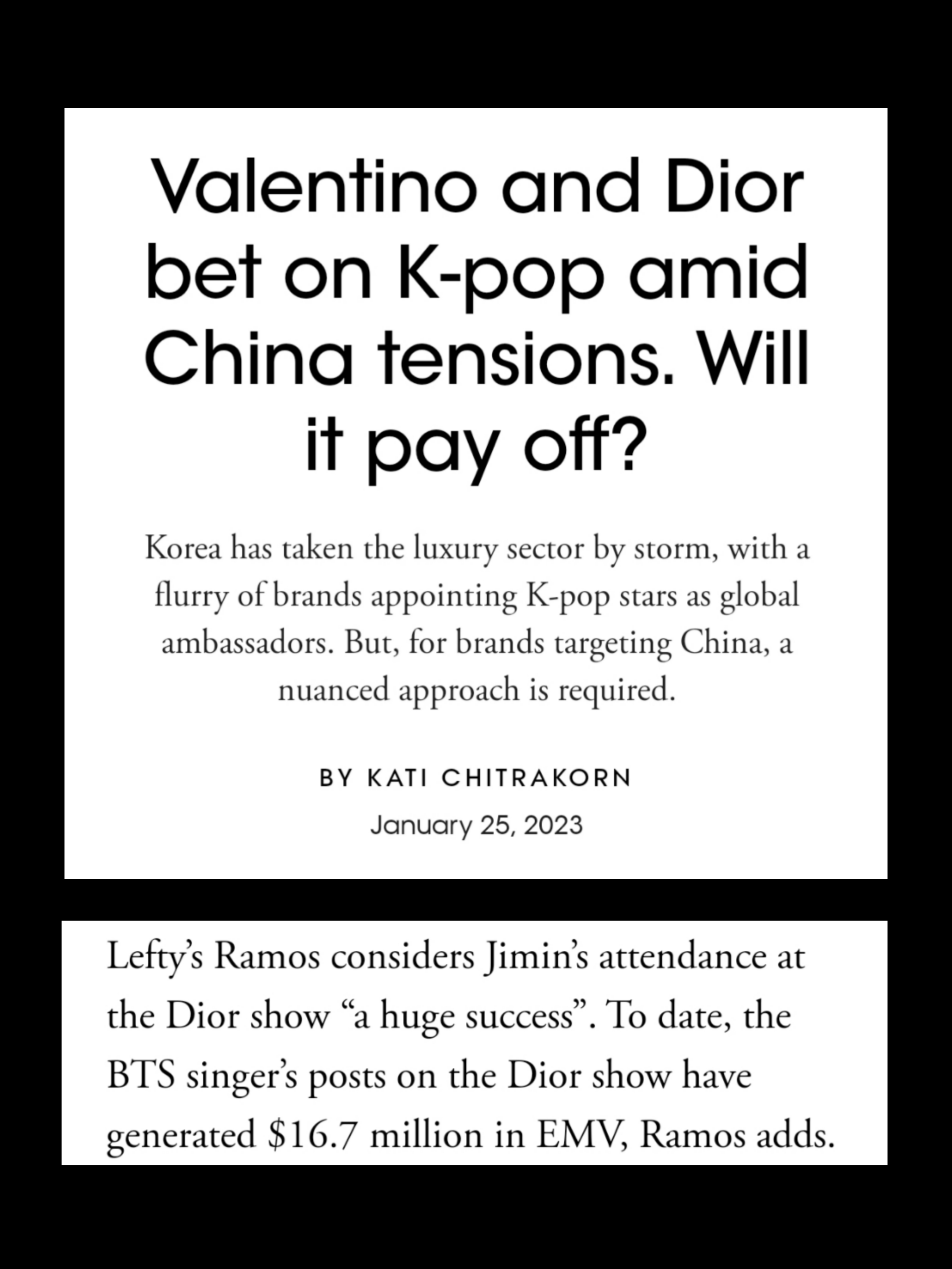 Valentino and Dior bet on K-pop amid China tensions. Will it pay off?