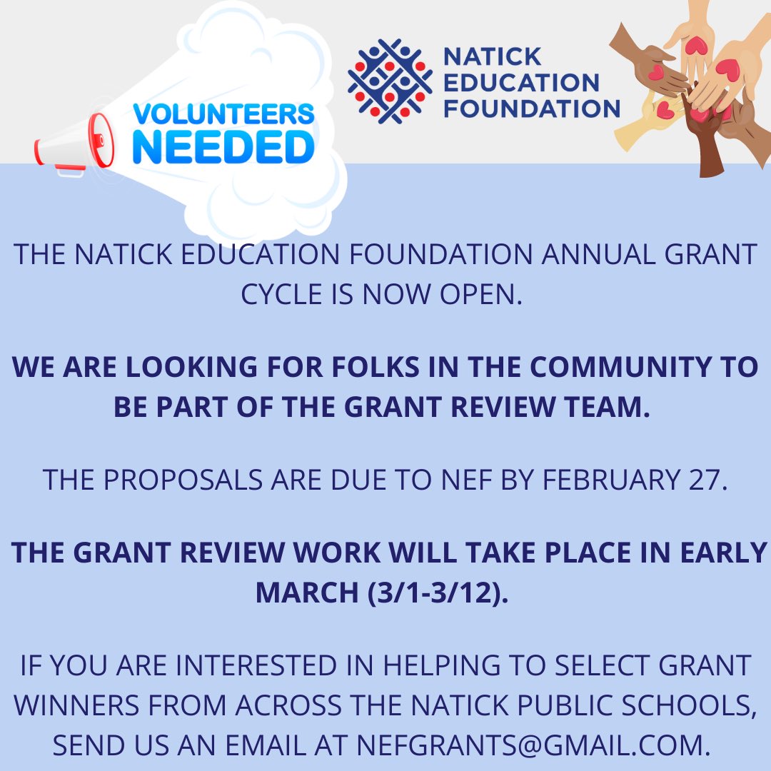 We are looking for folks in the community to be part of our grant review team.  Proposals are due by February 27.  Grant review takes place 3/1-3/12. If you are interested in helping to select grant winners from across the NPS, send us an email at nefgrants@gmail.com.