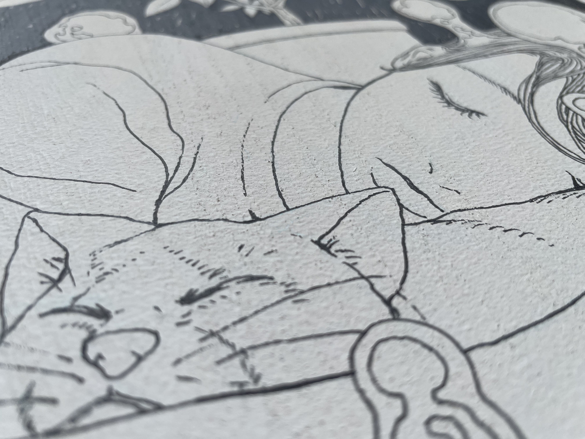 yoshi_ysmn's tweet photo. ゆめうつつ #イラスト #ウッドカンバス #ペン画 #創作 #宇宙 #漫画 #アナログ絵 #猫 #夢 https://t.co/emP52fkuLS https://t.co/ddX2ycdT07