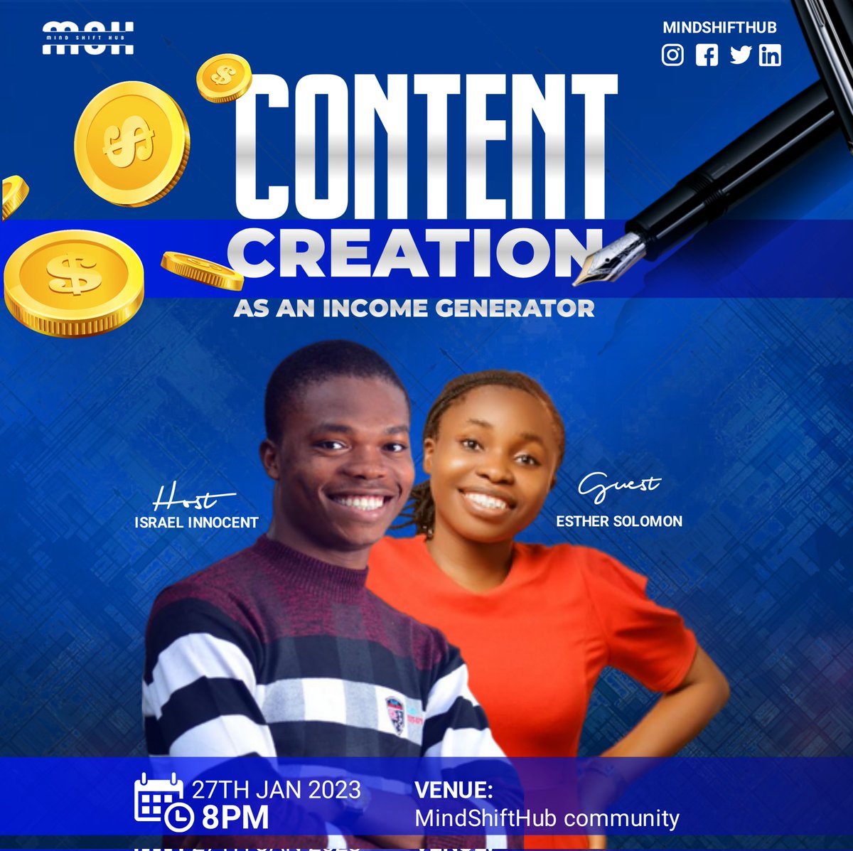 IsraelInnocent_'s tweet photo. Have you wondered why your business is not moving? 
What kind of content do you create? 
Content creation stands you out

I will be at @MindshiftHub_ to Host @Insp_esty

Every business regardless of what you do, deserves good content.
#mindshifthub #Wednesday #content #Marketing https://t.co/16QkRKm3f9