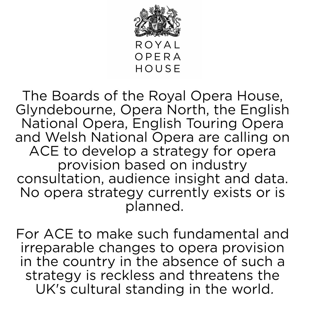 We call on @ace_national and @HENLEYDARREN to develop an opera strategy, in conversations with audiences and our colleagues across the industry @E_N_O @glyndebourne, @Opera_North, @ETOpera and @WNOtweet