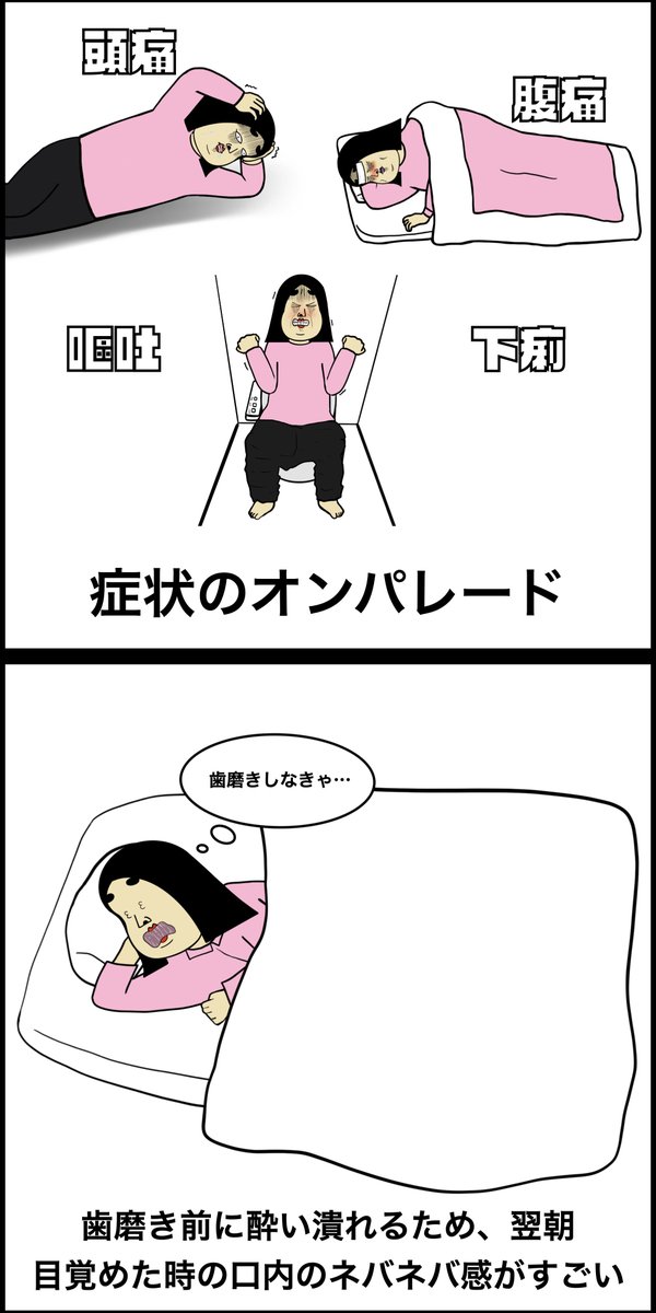 泥酔からの二日酔いあるある 