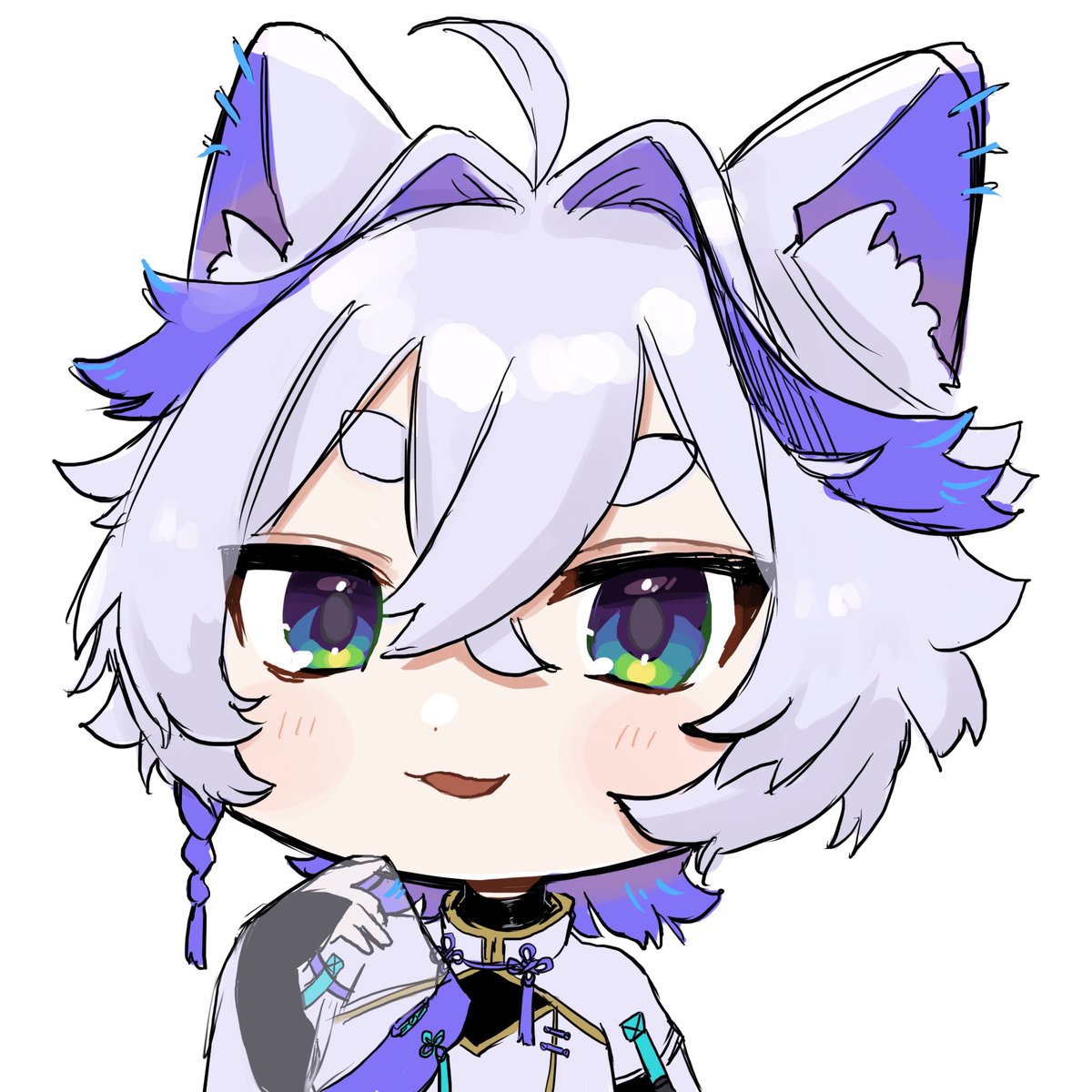 animal ears male focus 1boy chibi white background solo hair between eyes  illustration images