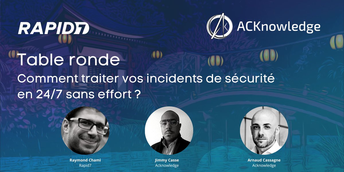 Vous cherchez un moyen de couvrir de façon automatique une partie de vos incidents de cybersécurité ?
Table ronde avec nos experts autour du #siem , du #soar et des cas d'usages que vous pouvez 24h sur 24, 7j sur 7. #soc
ℹ️ Inscriptions : bit.ly/3HsFX9u