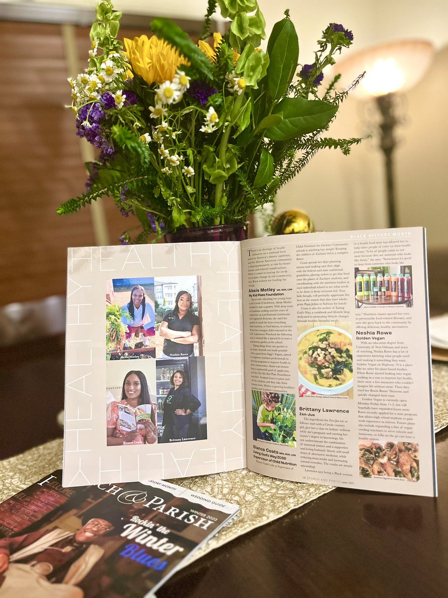 I was pleasantly surprised when Zachary’s Porch and Parish Magazine reached out to feature me in their issue for Black History Month. Thank you for sharing a recipe from my cookbook while highlighting the community health work that I contribute to our Zachary School #health