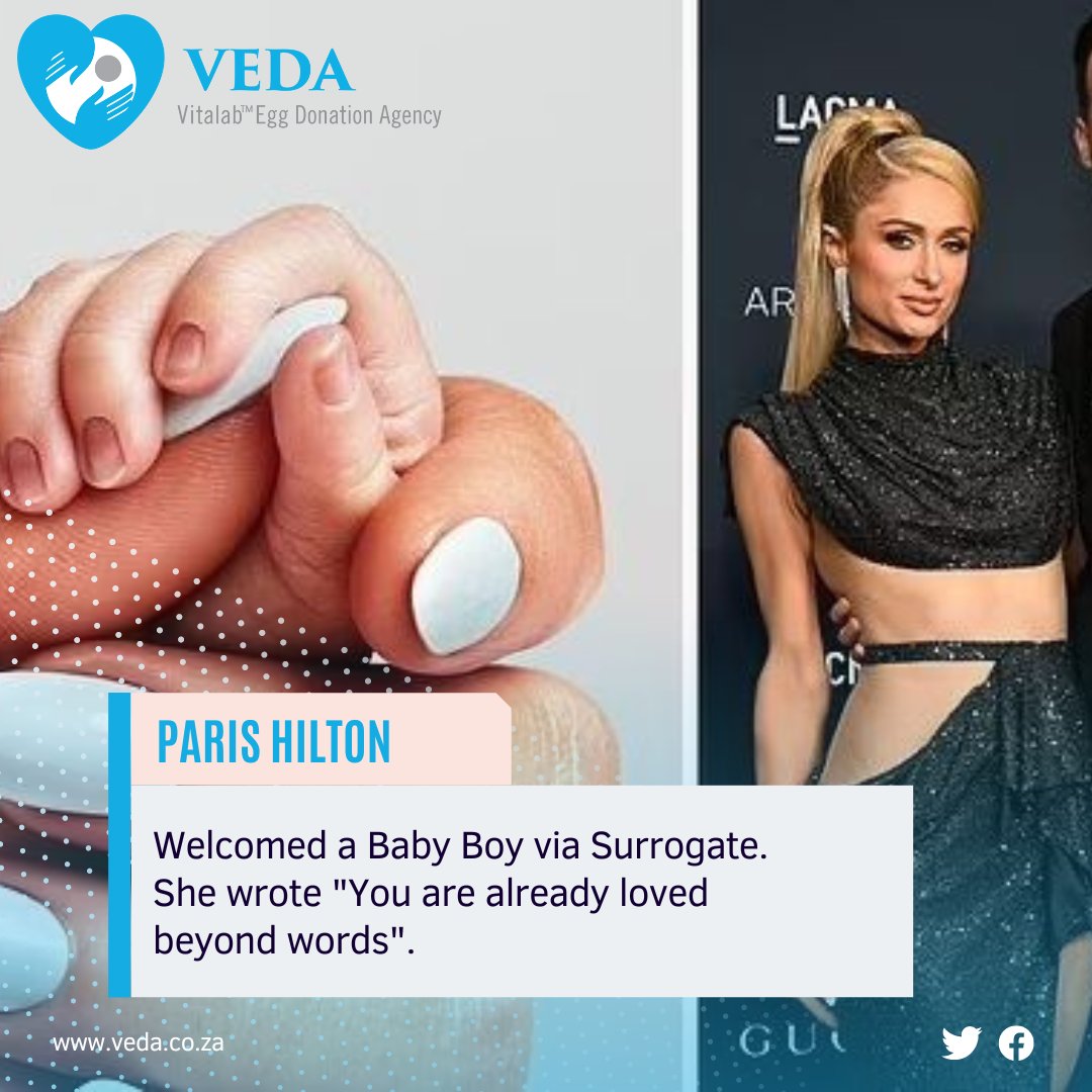 #Congratulations to #ParisHilton on the birth of her Baby Boy via #Surrogate! DID YOU KNOW that you can sign up as a #SURROGATE in South Africa through VEDA? Why not enquire with us on the process of #Surrogacy. veda.co.za
#celebrity #gestationalcarrier #hope #help