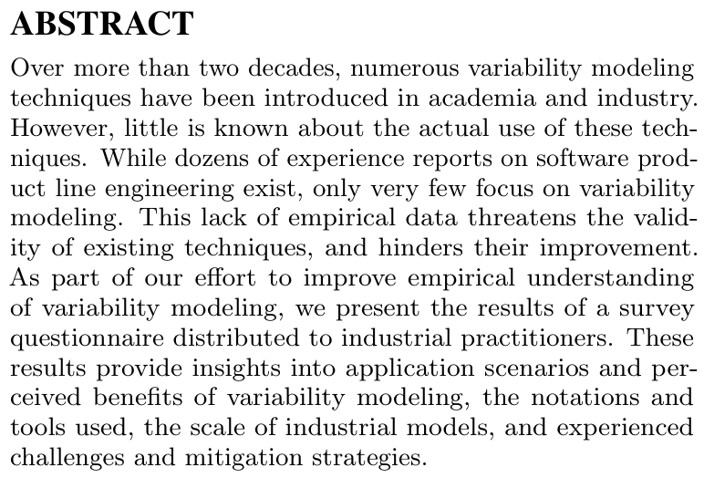 As second dessert for today's lunch at #VaMoS23, we honor this year's most influential paper "A Survey of Variability Modeling in Industrial Practice" (VaMoS'13)
by <a href="/thorsten_berger/">Thorsten Berger (tberger@home.social)</a>, Ralf Rublack, Divya Nair, <a href="/JoAtlee/">Jo Atlee</a>, Martin Becker, Krzysztof Czarnecki, and @AndrzejWasowski