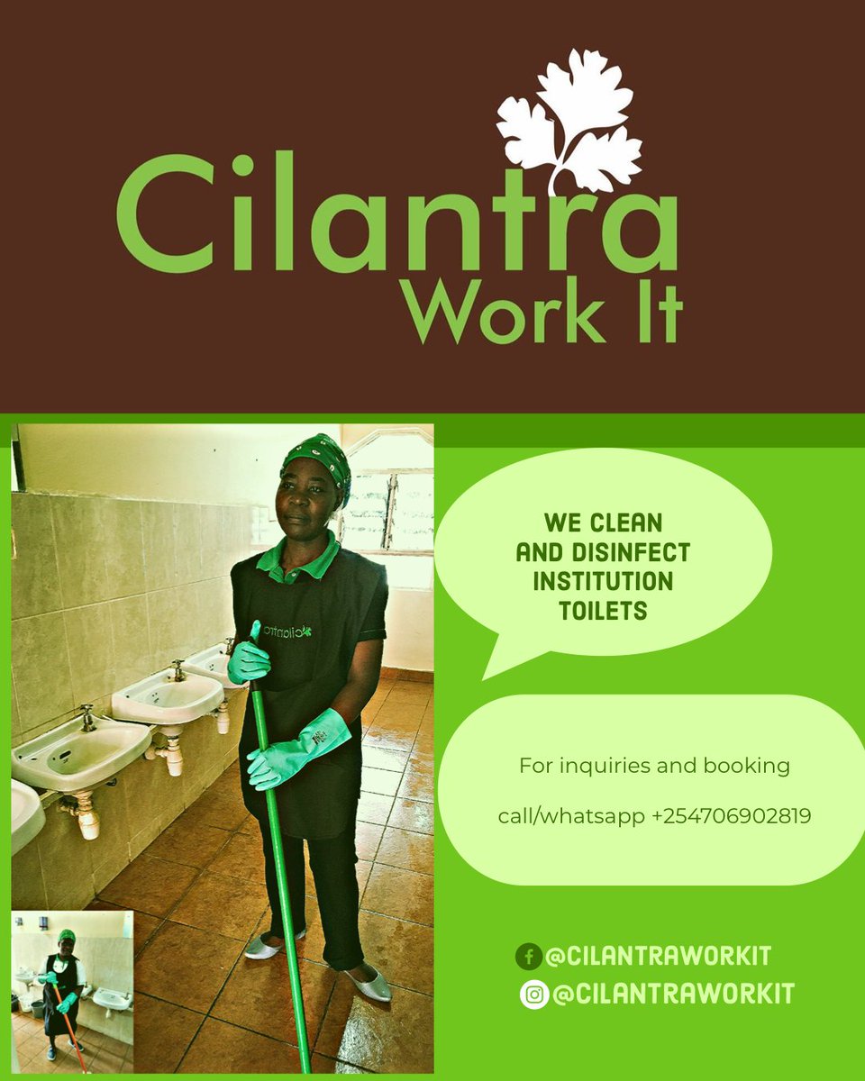 Public toilets, institution toilets, we do handle them with expertise. Contact us to book for your customised needs. 
☎️+254706902819
📧 info@cilantraworkit.com

#CleanToilets #institutioncleaning #disinfectioncleaning #cleaningservicesnairobi