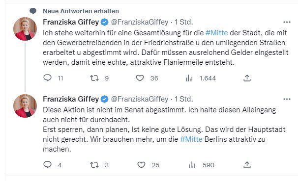 StefanEvers_Bln's tweet photo. Wer soll hier eigentlich verschaukelt werden? Wenn @FranziskaGiffey Rückgrat hätte, würde sie @Bettina_Jarasch nach dieser Nummer entlassen. Ja, wenn… #Friedrichstrasse https://t.co/bGqQwDmEht
