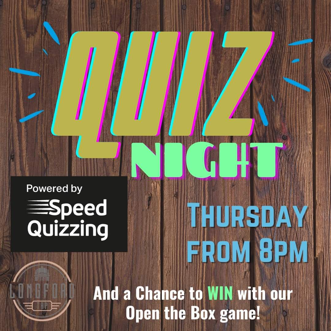 LongfordTap's tweet image. 👇👇 Fast fingers at the ready - #SpeedQuizzing is back tomorrow night from 8pm with DJ Trigger asking the Qs. 

It&apos;s 🆓️ to enter &amp;amp; there are chances to WIN Drinks Tokens 🍺🍷 with the Quiz &amp;amp; our Open the Box game. 

👍 Book a table to avoid disappointment. 

 #stretford #M32
