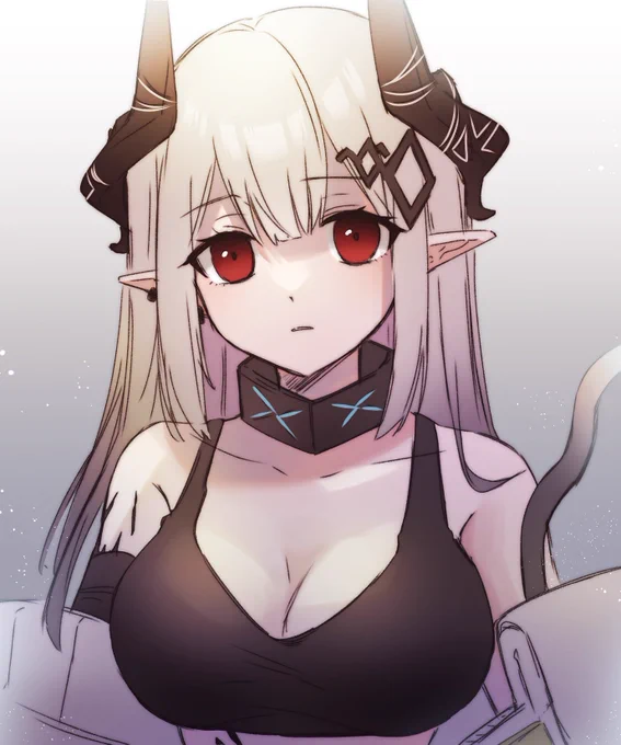 これはちょっと前に知り合いにあげた落書きアークナイツのマドロックさん、かわいい 