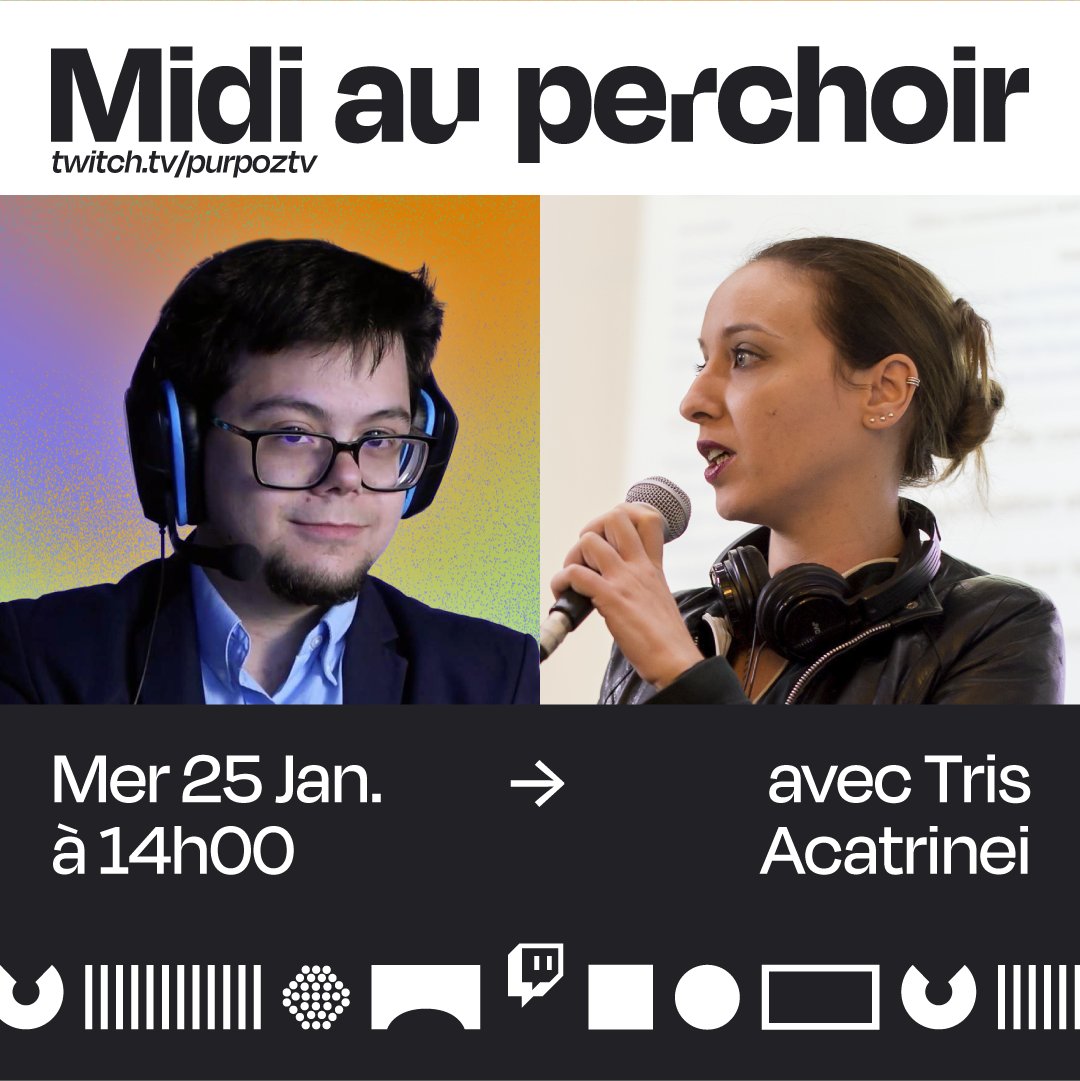 À 14h00 dans #MidiAuPerchoir, <a href="/HugoCouturier/">Hugo Couturier</a> reçoit  Tris Acatrinei, fondatrice du <a href="/Projet_Arcadie/">Projet Arcadie</a>.

On parlera de son livre "Rassemblement national : le vrai du faux du vote de 2022" et de l'actu politique.

&gt; twitch.tv/purpozTV