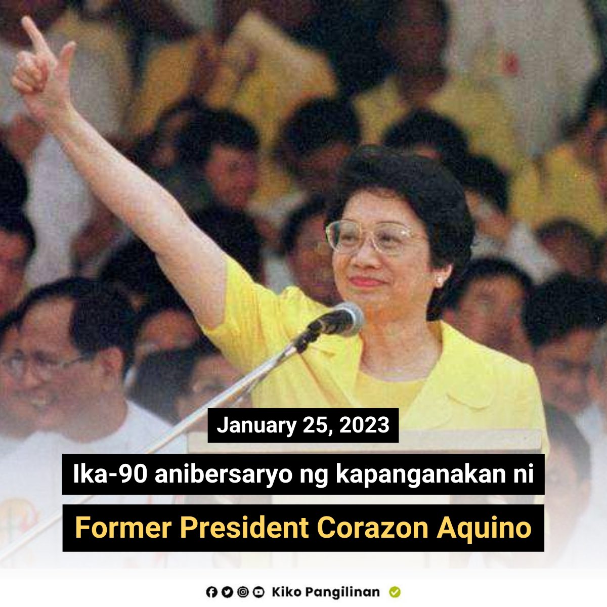 kikopangilinan's tweet photo. Maligayang kaarawan, Tita Cory!

“It's not just in politics that you can be a servant of the people, you can do it in so many other ways.” - Former President Cory Aquino https://t.co/A5bgHLJzwN