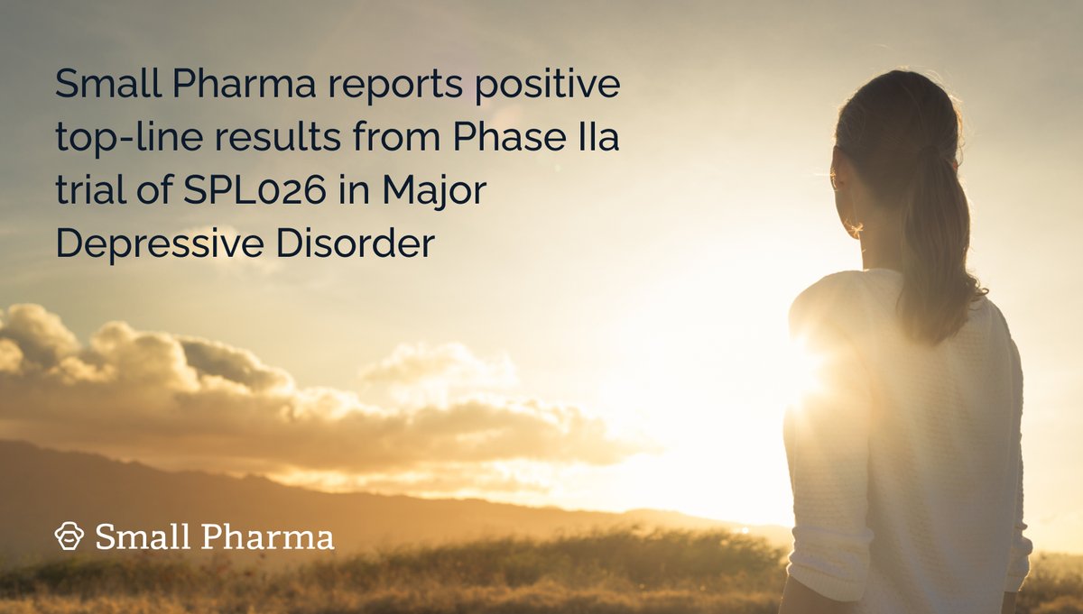 SmallPharma's tweet photo. Today we announce the positive top-line results of our Phase IIa study investigating the safety and efficacy of SPL026 with supportive therapy for the treatment of Major Depressive Disorder.

Full press release: https://t.co/xhMGIkFcst
#depression #mentalhealth #clinicaltrial https://t.co/vc1zhRwh3z