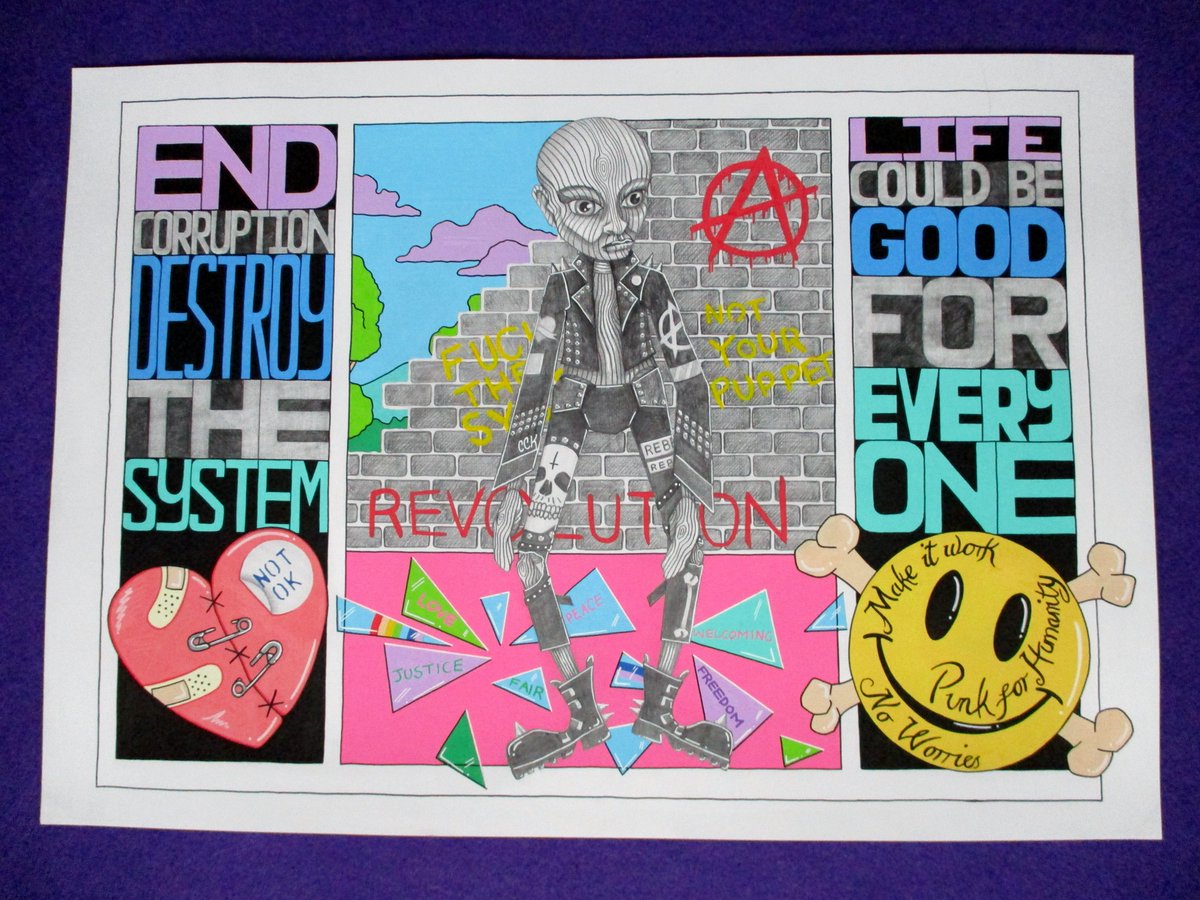 CCKimberley's tweet photo. 'Not Your Puppet' Stringless #Punk Wooden #Puppet #triptych #poster/#comicstyle using Poscas, 2B/4B #pencil, white gel pen
#art #artwork #artist #drawing #posca #goth #politics #destroythesystem #endcorruption #anarchy #itonlyworksifitworksforeveryone #illustration #revolution https://t.co/K6exbChO97