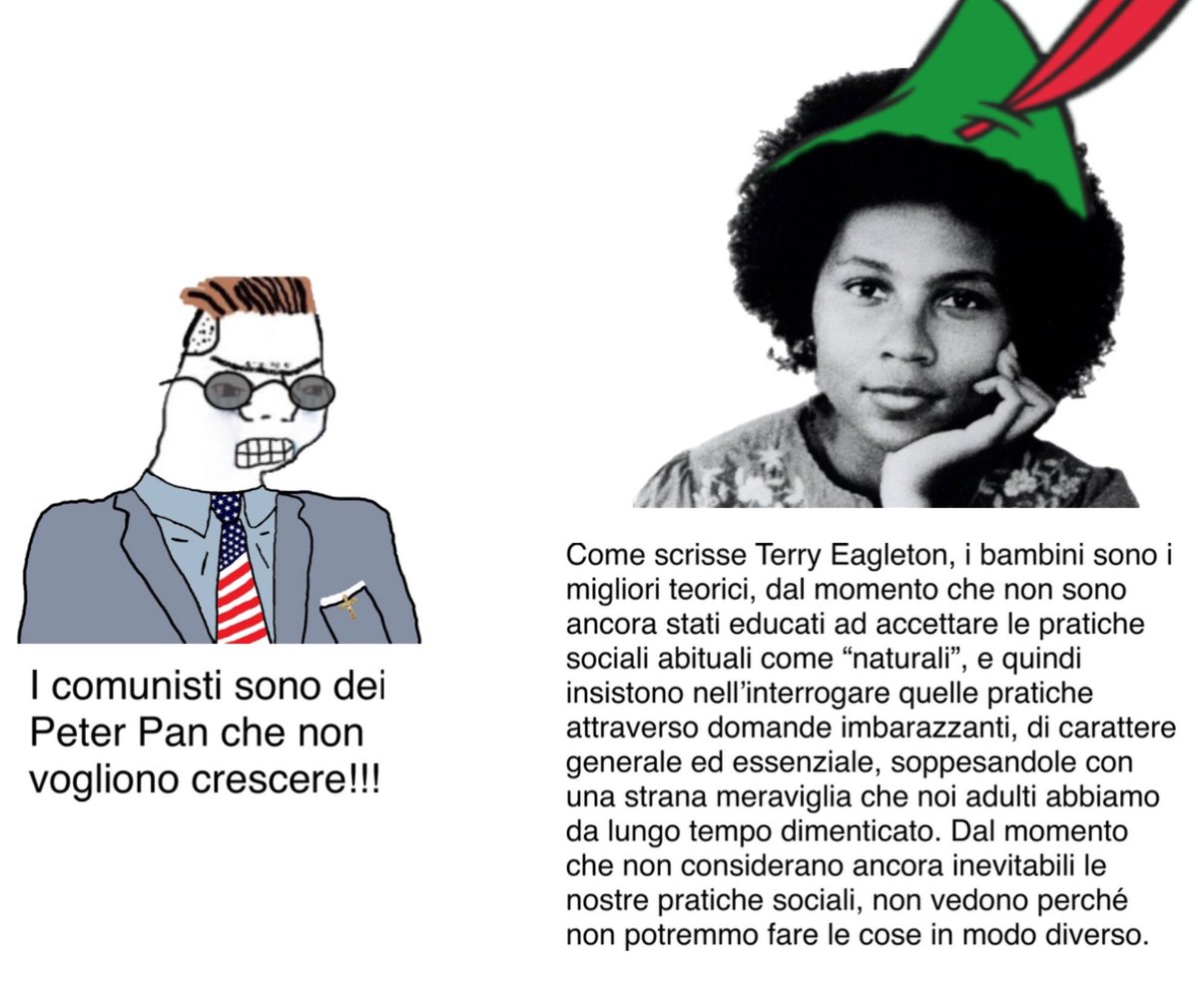 acmemetico's tweet photo. #peterpan did nothing wrong
#bellhooks #terryeagleton #communism #childhood #insegnareatrasgredire #teachingtotransgress #memes #theory #memeita #leftistmemes https://t.co/BlhbT14KtS