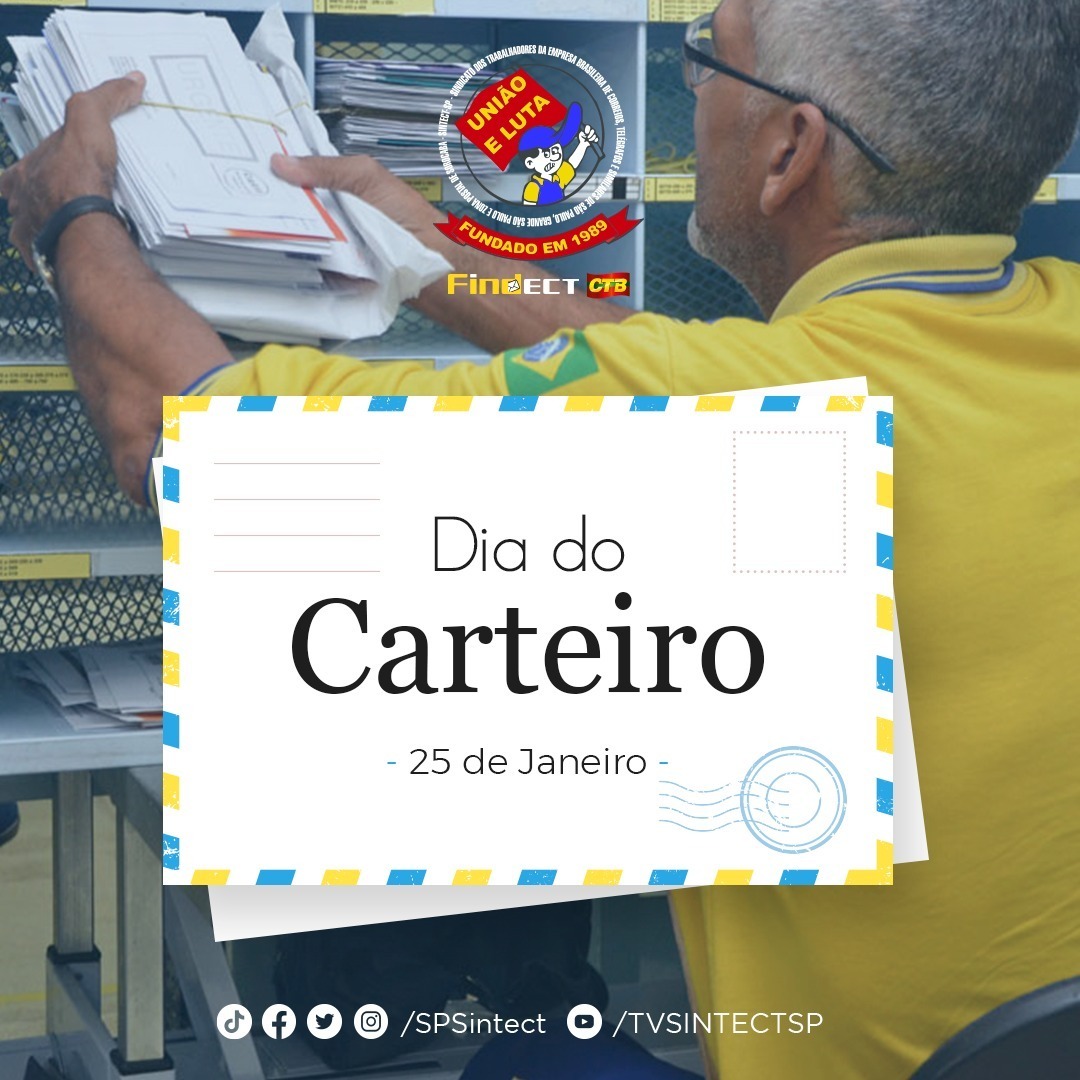 SPSintect's tweet photo. #DiaDoCarteiro Após 4 anos de destruição dos Correios pelo ex-governo privatista, a principal batalha é pela recuperação da qualidade e da imagem da ECT, e isso passa pela valorização de seu maior símbolo perante a população o Carteiro
https://t.co/H1BcA7fxFf
#Correios #SintectSP https://t.co/du6NjQKQqD