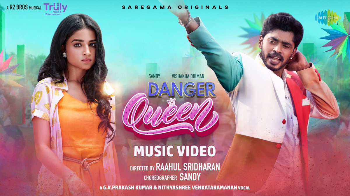 Happy to launch #SaregamaOriginals #DangerQueen, starring <a href="/iamSandy_Off/">SANDY</a> &amp; <a href="/vishakhadhiman_/">Vishakha Dhiman</a>  ! ♥️🥰

▶️ youtu.be/kttMQSo-P1c

🎤 <a href="/gvprakash/">G.V.Prakash Kumar</a>  &amp; <a href="/nithyaatweets/">Nithyashreeofficial</a> 
 <a href="/SridharanRaahul/">raahul sridharan</a> <a href="/r2brosofficial/">R2Bros Official</a> <a href="/Jagan07364814/">Jagan</a> <a href="/an_editor_ajmj/">Ajay manoj</a>  <a href="/roshan_nazeer/">Roshan Nazeer</a> <a href="/syednivaaz123/">syednivaaz</a> <a href="/saregamasouth/">Saregama South</a>