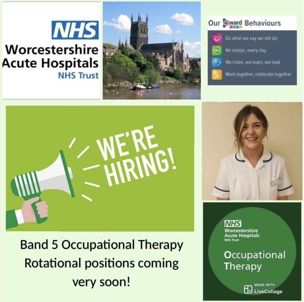 We have Band 5 positions that will be advertised very soon...watch this space!

Keep looking at our OT Facebook and Twitter pages, as well as searching for OT at Worcestershire Acute Hospitals NHS Trust on the NHS Jobs website for details when these positions are advertised