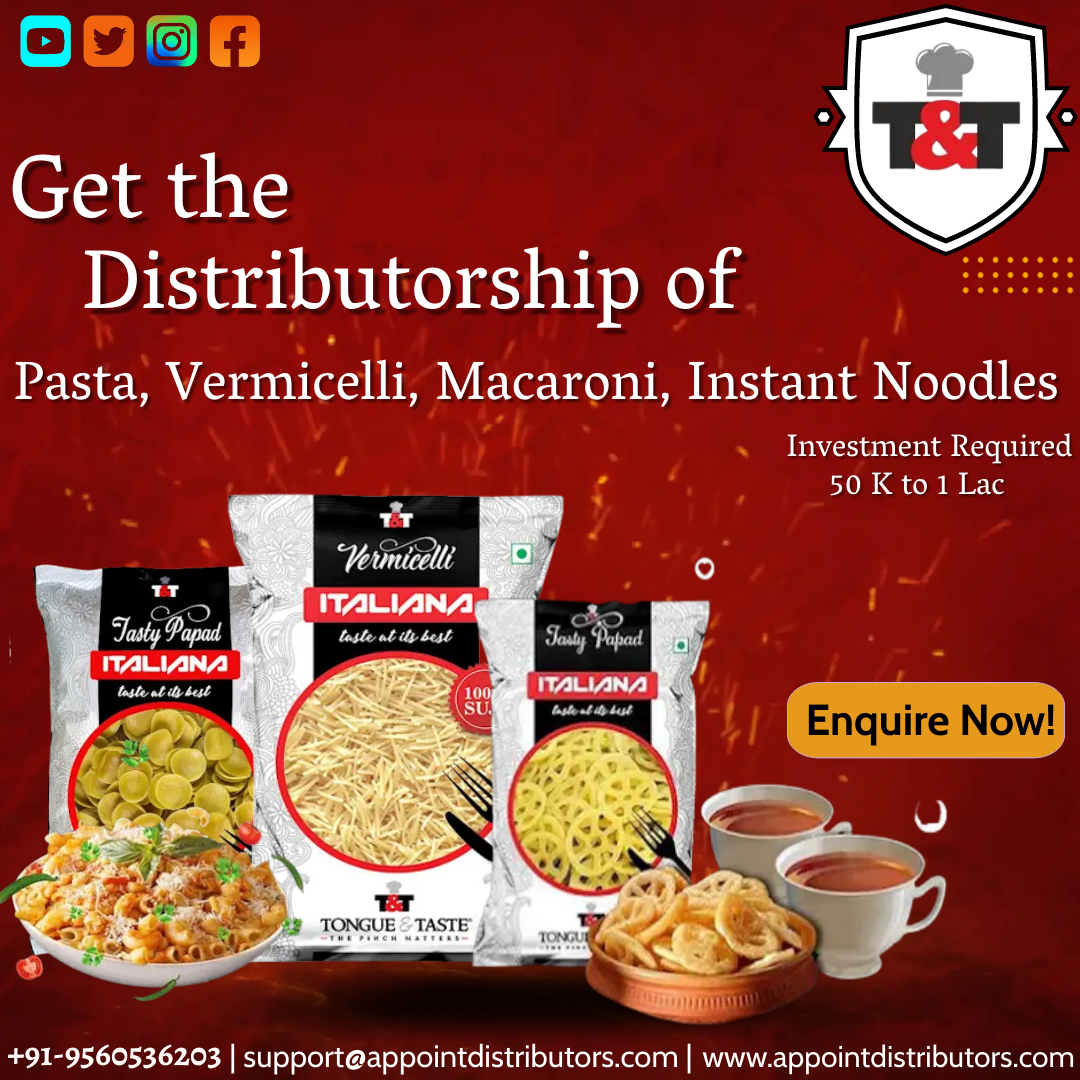 Appoint Distributors (@appointdistrib2) on Twitter photo Get the #Distributorship of #Snacks with a High-profit margin!
Visit: lnkd.in/gh-MksZt
Call us: +91-9560536203
Mail: support@appointdistributors.com
#pasta #macaroni #vermicelli #noodles #trending #distributors #manufacture #appointdistributors Get the #Distributorship of #Snacks with a High-profit margin!
Visit: lnkd.in/gh-MksZt
Call us: +91-9560536203
Mail: support@appointdistributors.com
#pasta #macaroni #vermicelli #noodles #trending #distributors #manufacture #appointdistributors