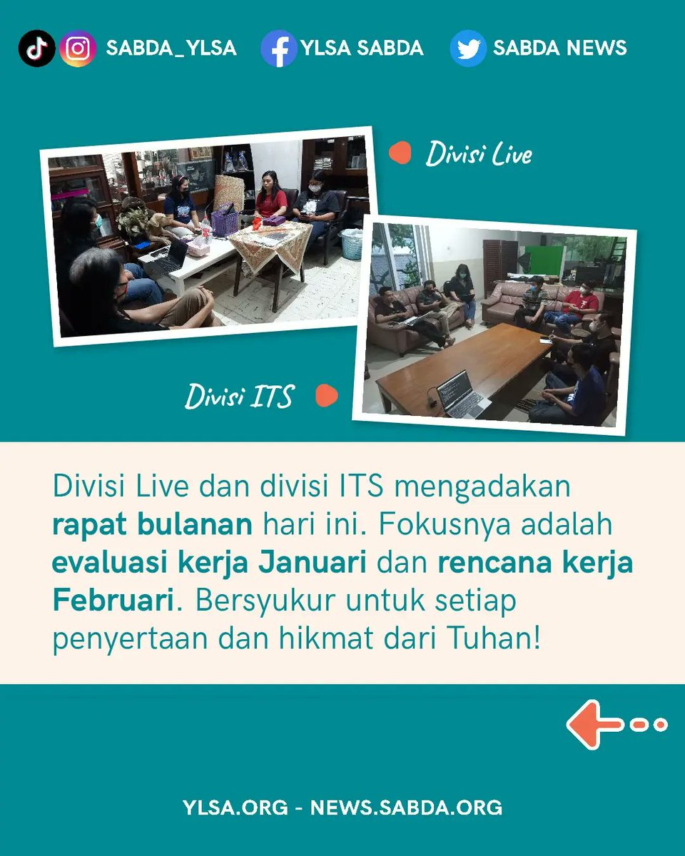 sabda_ylsa's tweet photo. Bersyukur untuk kasih setia Tuhan dalam setiap pelayanan yang kita kerjakan. Mari simak bersama kegiatan-kegiatan SABDA sepanjang hari ini dalam SABDA Daily 25 Januari 2023!
Untuk mendapatkan info selengkapnya, mari kunjungi https://t.co/uBRpNvuUjd!
#news #SABDA #YLSA #daily https://t.co/MsCLqVr1XW
