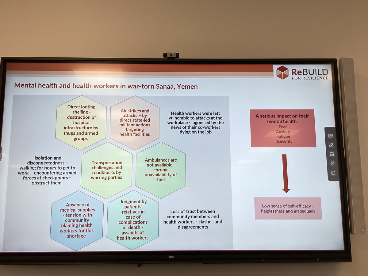 Now @WesamMansour_ from @ReBUILDRPC on mental health, health systems & fragile contexts including need for further action on mental health & psychosocial wellbeing amongst #CHWs during #covid19 & mental health amongst health workers during ongoing war & crisis in #yemen