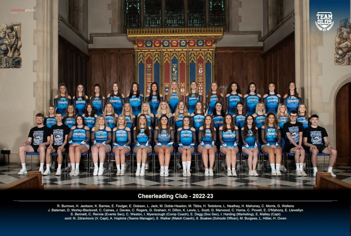 UoG Dynamites 2022/2023💙

Picture day 2023 📸 We had the pleasure of getting our club photos taken today with <a href="/Takethatphoto/">Takethatphoto</a> 

Love this club🧨🤩 

#uog #uniofglos #uogdynamites #dynamites #bleedblue #ukunicheer #ukunidance #university #univeristycheer #season17