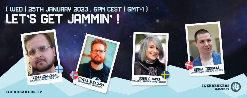 Icebreakers are kicking off their first stream of the year!

In today's stream, we'll talk with some game jam organizers from the Nordics!
Join us today at 19:00 Finnish time!

twitch.tv/icebreakersgam…