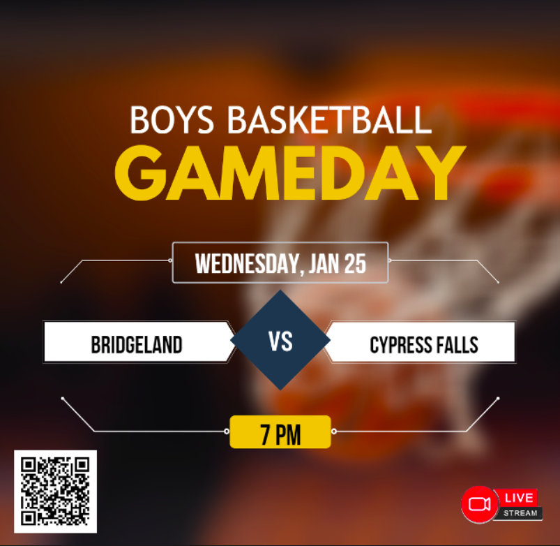 🚨 Varsity Boys Basketball
🏀 Bridgeland
🆚 Cypress Falls
📅 Wednesday, Jan 25
⏰ 7pm
📺 Live Streaming ballertv.insidethegames.live/hsb.php
<a href="/BridgelandCFISD/">Bridgeland HS</a> <a href="/bhabc_bears/">Bridgeland High Athletic Booster Club</a> <a href="/BridgelandHoops/">Bridgeland Hoops</a> <a href="/cyfallshs/">Cypress Falls HS</a> <a href="/CyFallsAth/">Cy Falls Athletics</a> <a href="/CyFallsHoops/">Cy Falls Basketball</a> <a href="/CyFallsGBB/">Cy-Falls Girls Basketball</a> <a href="/JesaiahMcwright/">jayythadonn</a>