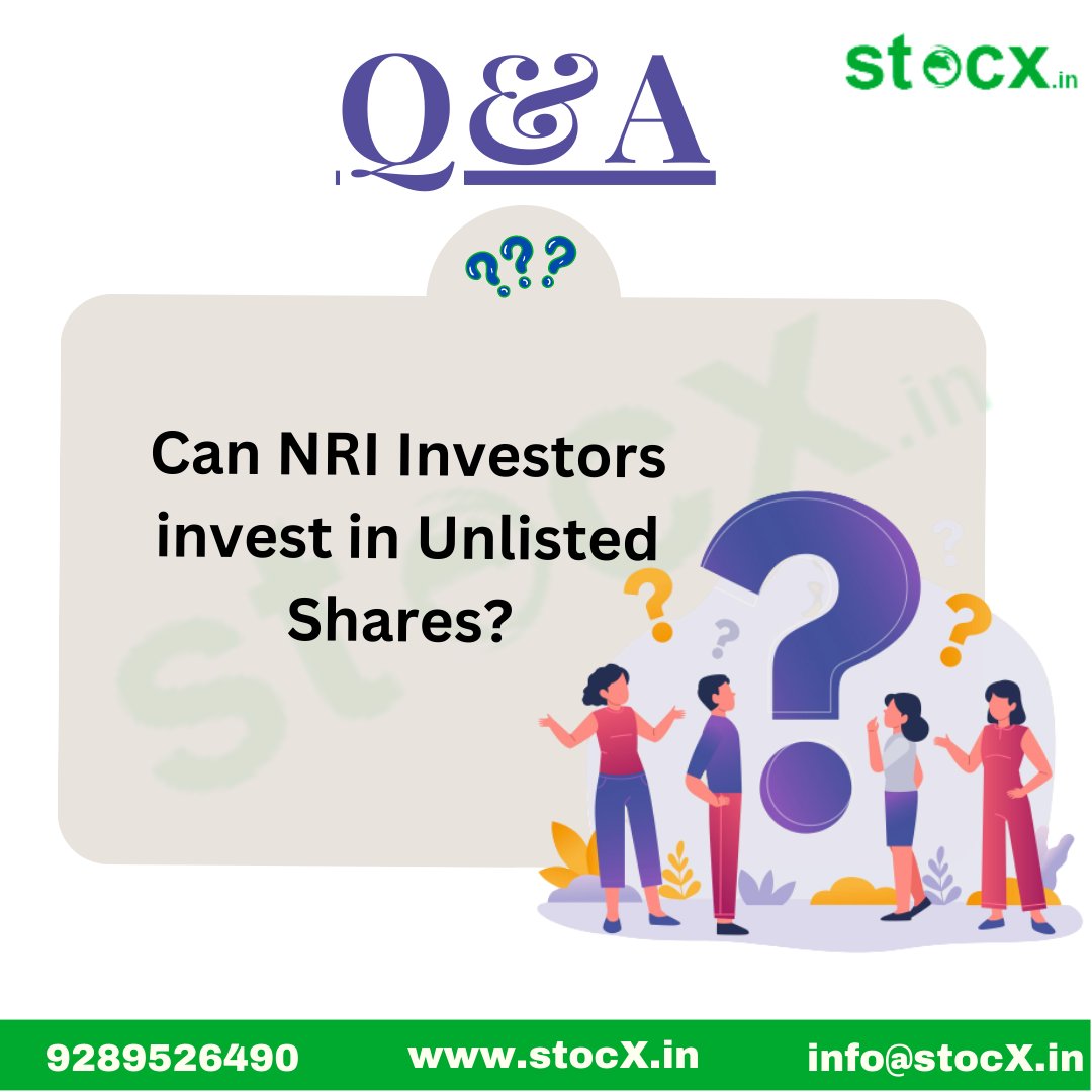 Stocx3's tweet photo. Can NRI Investors invest in Unlisted Shares?

Yes, NRI can invest in unlisted shares,

Visit https://t.co/QlT3PVZAqW - https://t.co/ktQqHSxORu
 From the standpoint of the Indian Foreign Exchange Management Act 1999 Regulation, the investment made by an NRI is a foreign investment https://t.co/aYmZOuH66w