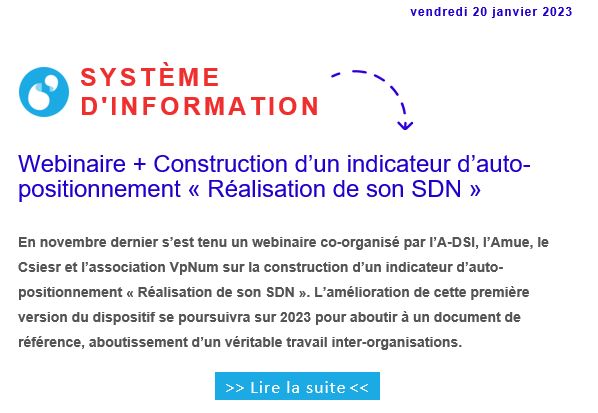 BertrandMocquet's tweet photo. #replay #Webinaire #TransfoNumDuSup Construction d’un indicateur d’auto-positionnement « Réalisation de son SDN » organisé par l’ @ADSI_FR , l’ @Amue_Com , le @CSIESR et l’association @VpNum
https://t.co/Nu2wavHLMs https://t.co/WH5i5vZoR1
