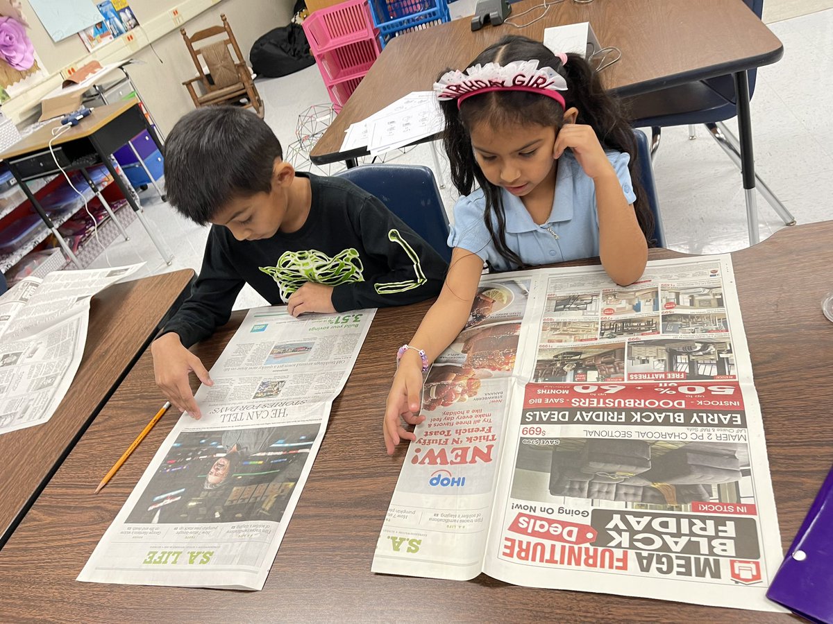 ozuna_GT's tweet photo. Imagine my shock when some of these 1st graders had never seen a newspaper! #changeovertime #authenticreading @NISDPassmore @NISDGTAA https://t.co/7K3wBJgqHq