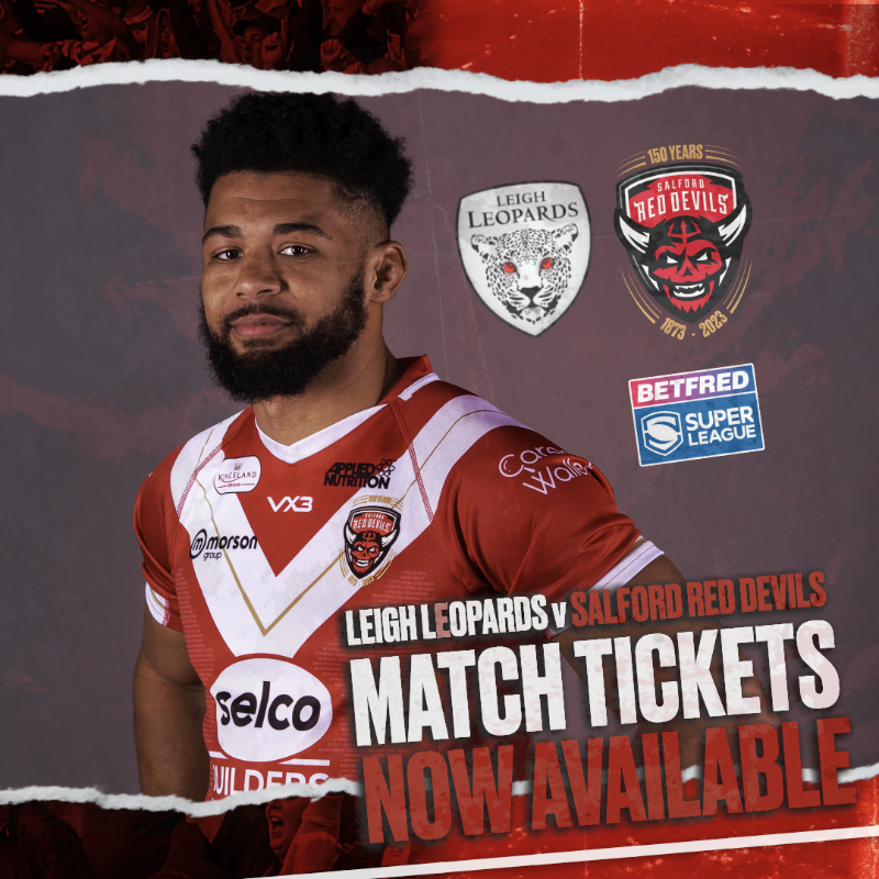 SalfordDevils's tweet photo. 𝗥𝗢𝗨𝗡𝗗 1️⃣ 𝗧𝗜𝗖𝗞𝗘𝗧𝗦 𝗡𝗢𝗪 𝗢𝗡 𝗦𝗔𝗟𝗘! 🎟

Click below to secure your place and join us for our @SuperLeague opener against Leigh Leopards, at Leigh Sports Village...👇

💪 #TogetherStronger | 🔴👹