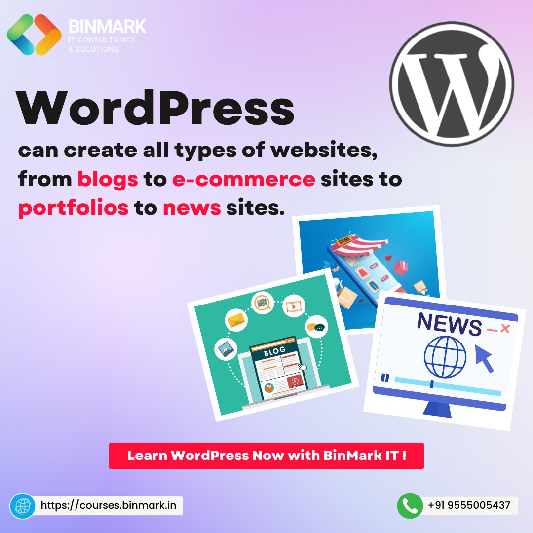 BinmarkIT's tweet photo. Create the website of your dreams with WordPress - from blogs to e-commerce sites to portfolios, the possibilities are endless. 

Join The Live Course Now - https://t.co/IiTSwGRGES

#wordpressthemes #wordpressplugins #wordpressdevelopment #wordpressblogging #wordpresscommunity https://t.co/LToqMrpBPz