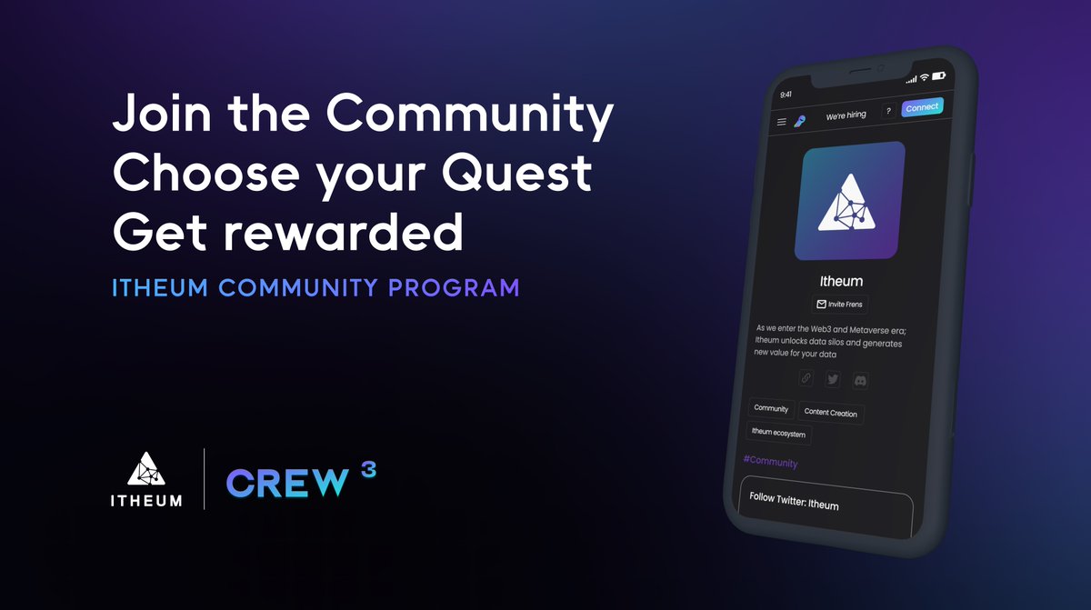 We're thrilled to announce that we have launched our new Community Program using the incredible <a href="/crew3xyz/">Kasih Sayang</a> platform! 🔥

This will be our new #web3community home, and we can't wait for you all to join us in our Quests 🤝🚀🙌 

Join here 👇
crew3.xyz/c/itheum/quest…