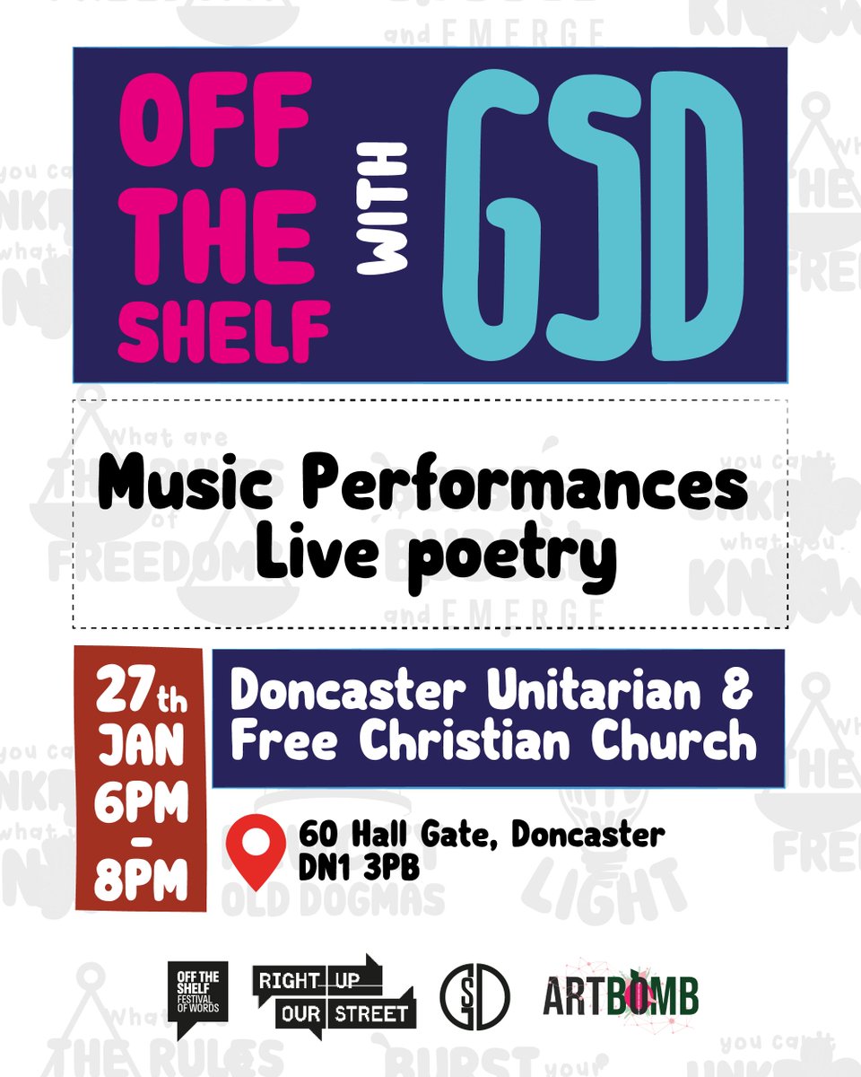 RightUpRStreet's tweet image. .@GSD_DN and Read2Write will be coming together on Fri 27 Jan 6pm-8pm at the @donnyunitarians for a Free performance to share their work. 
Explore Words and Find Inspiration.
Read about their journey here 👉 rightupourstreet.org.uk/gsd-and-read2w… 
@otsfestival #CreateYourPlace #doncasterisgreat