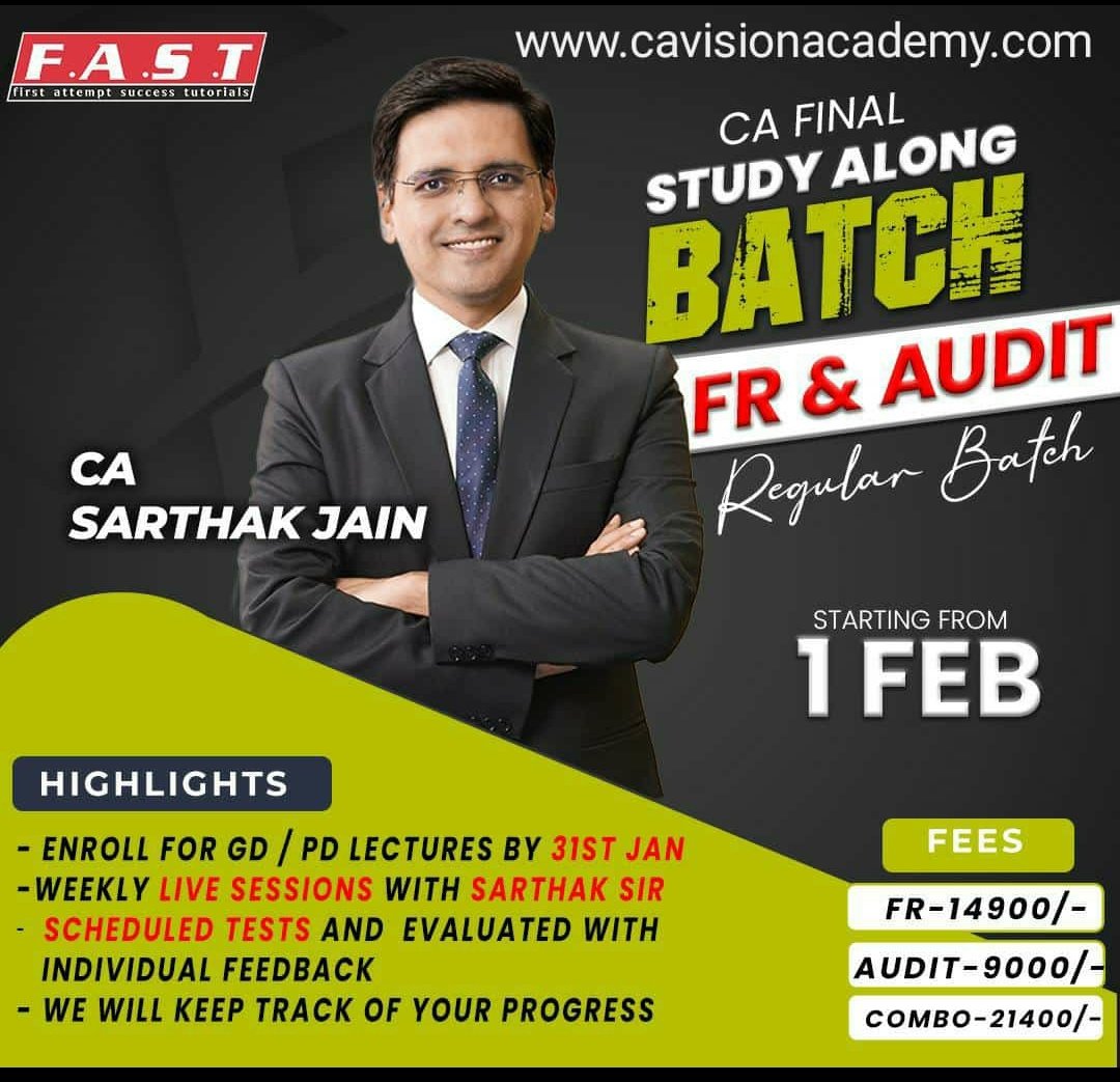 cavisionacademy's tweet photo. #CAFinal #Livenewbatch #CASarthakJain #FastEducation #CACommunity #bestcafinalclass #lowestprice #nowavailable
ENROLL NOW GET FREE FAST DELIVERY π
π https://t.co/EBFM83zAxd
ANY QUERIES CONTACT
π±8446 9421 08 https://t.co/YSHPs3uzc9