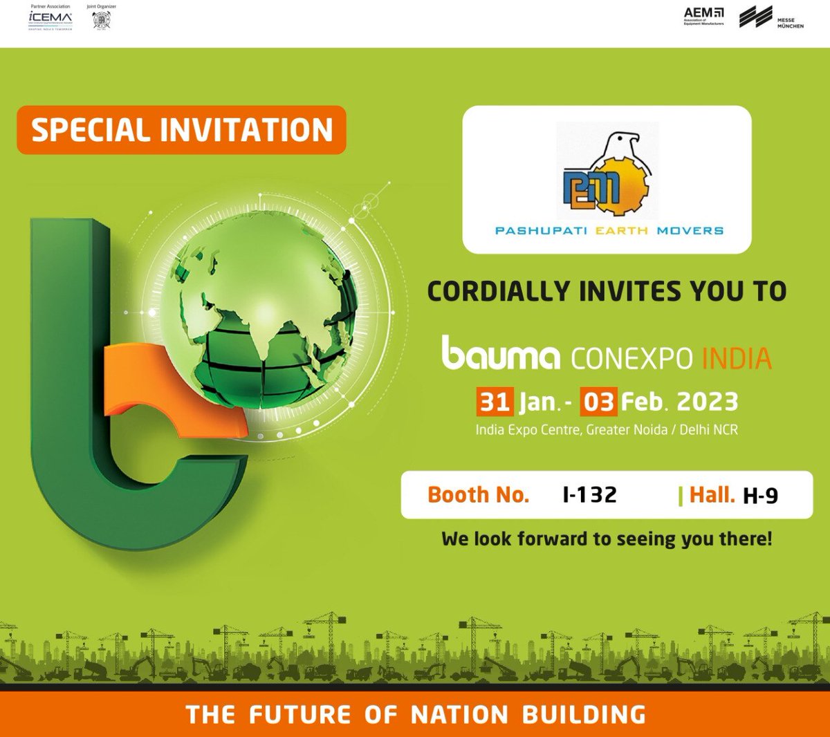 PashupatiEarth's tweet photo. WE PLEASED TO INVITE YOU, 
 HALL NO-9 , STALL NO-I132 
BAUMA CONEXPO ..For more info visit...https://t.co/zsiSfKWUgt https://t.co/LkvheQ1POG