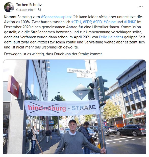TorbenSchultz's tweet photo. Welche Stadt leistet es sich noch #Hindenburg zu ehren?
#Mönchengladbach!
Das soll sich ändern, kommt deswegen Samstag um 11:00 zum #Sonnenhausplatz.

Auf #Facebook bitte auch dies liken und teilen:
https://t.co/qLN2roDnvg https://t.co/Ne0eh0FoUb