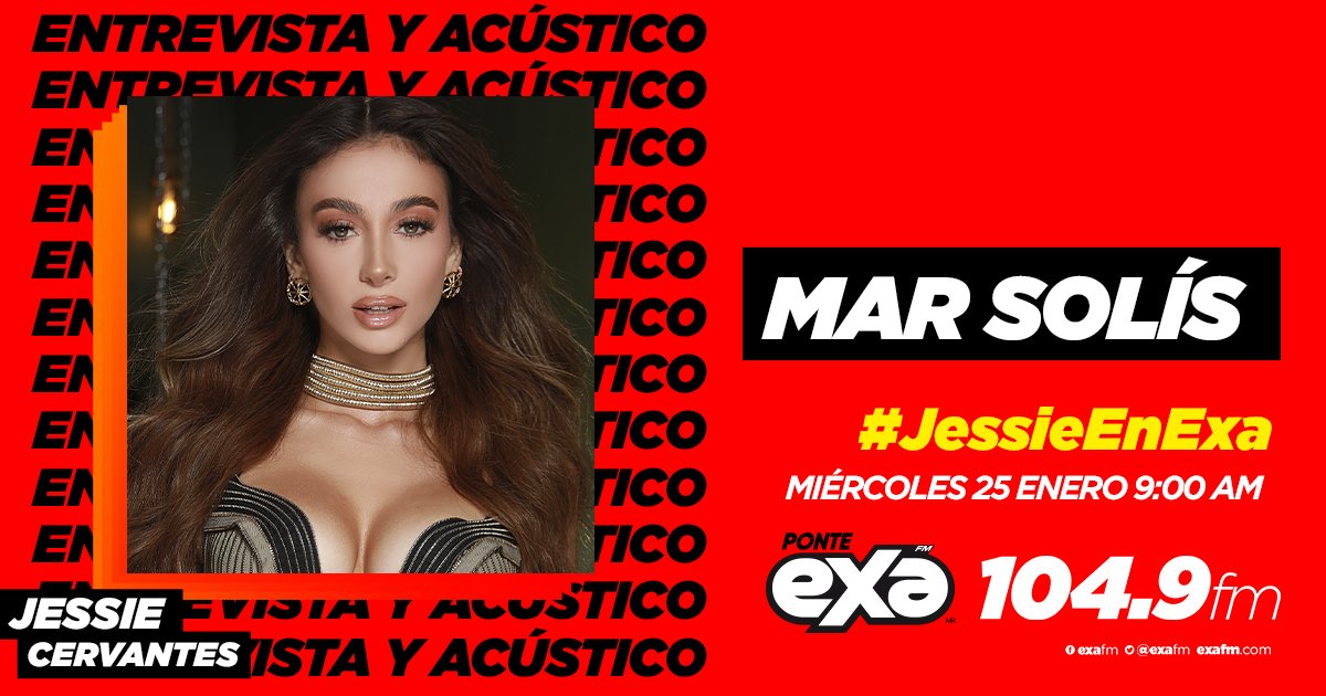 ExaFM's tweet image. ¡No te pierdas más adelante la entrevista y acústico con #MarSolís en #JessieEnExa! 🙌🎶
Sintonízanos por el 104.9 fm con @jessiecervantes 

📻 exafm.com