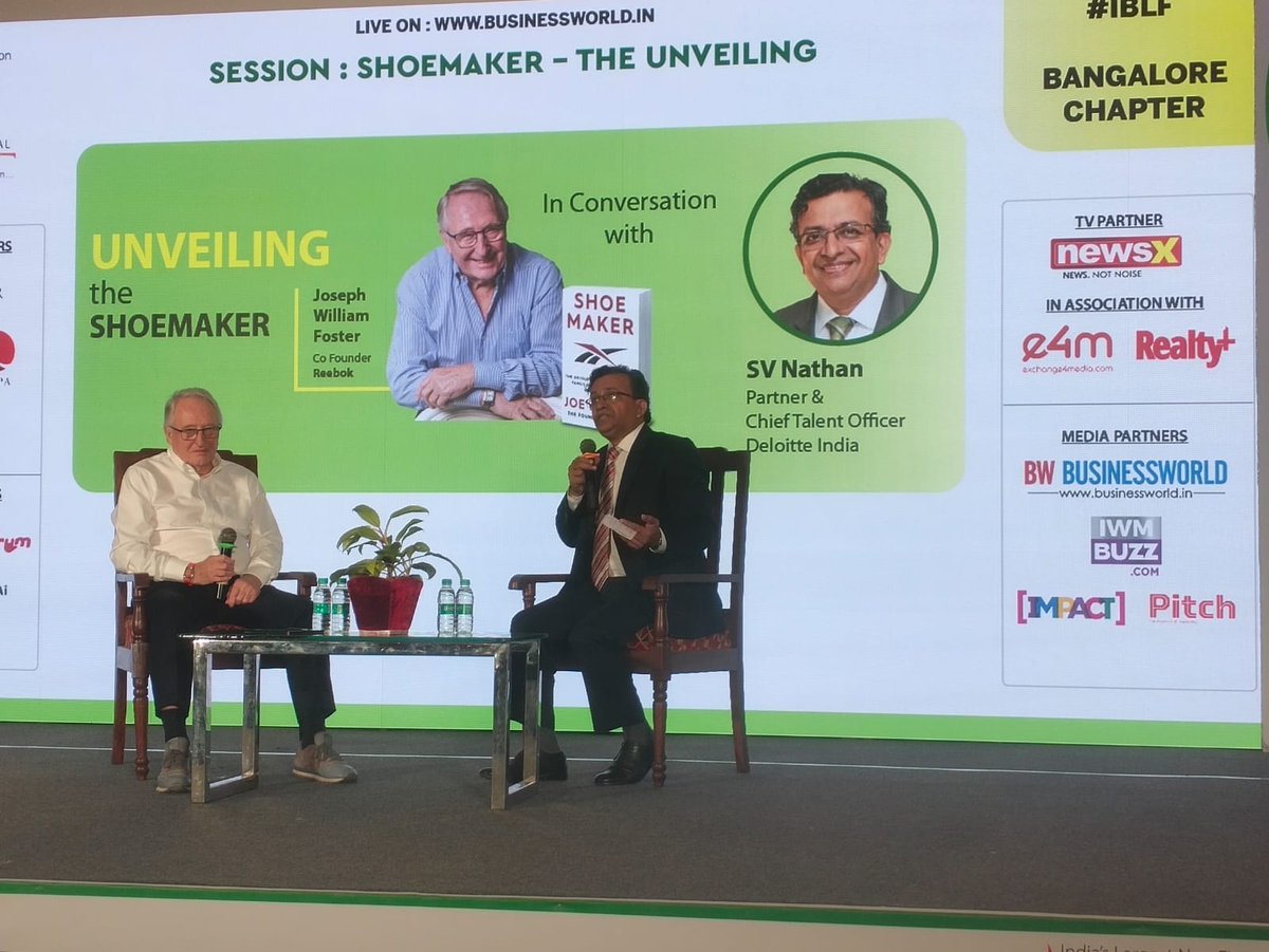 BWBusinessworld's tweet photo. Live: Mr. @Reebokfounder, Co Founder, @Reebok discusses his book ' Shoemaker' with Mr. @Nathansv, Partner &amp; Chief Talent Officer, @DeloitteIndia, at the Indian Business Literature Festival.
#BengaluruChapter #IBLF

Join On: https://t.co/PSCqhFwYiI https://t.co/2GehgKlfRZ