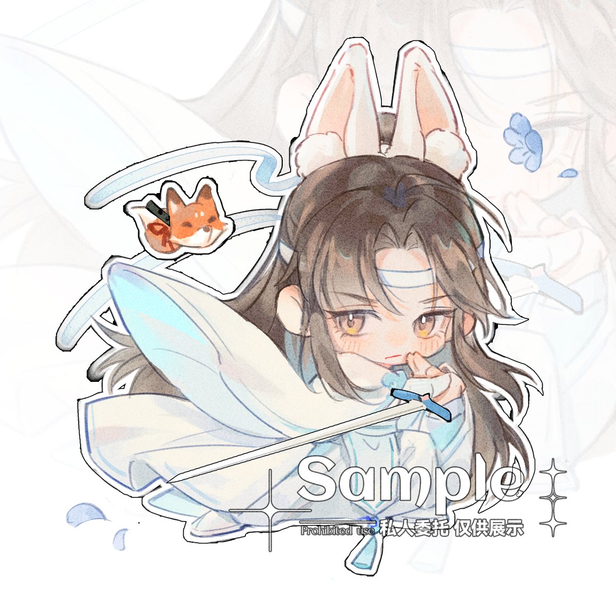 1boy animal ears male focus long hair headband chibi chinese clothes  illustration images