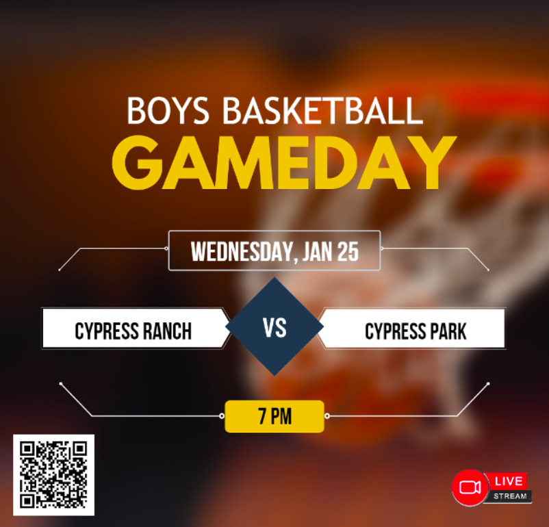 🚨 Varsity Boys Basketball
🏀 Cypress Ranch
🆚 Cypress Park
📅 Wednesday, Jan 25
⏰ 7pm
📺 Live Streaming ballertv.insidethegames.live/hsb.php
<a href="/CyRanchHS/">Cypress Ranch HS</a> <a href="/CyRanchBoosters/">Cypress Ranch Athletic Booster Club (CRABC)</a> <a href="/CyRanchGBB/">Cypress Ranch Girls Basketball</a> <a href="/cyranchbhoops/">CyRanch B Basketball</a> @Ranch_CoachMac @mikesolaja3